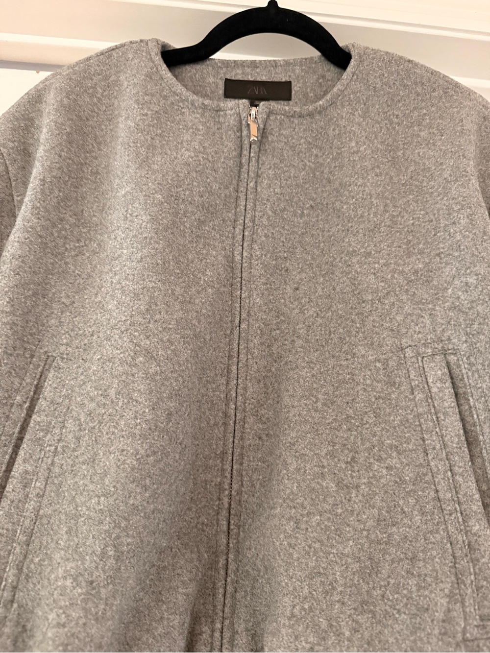Zara - Cropped Soft Bomber Jacket - Gray - Size M - Picture 2 of 6